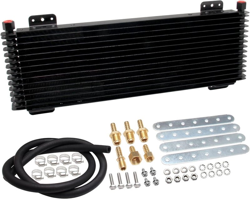 TEMSONE مبرد زيت النقل منخفض الضغط LPD47391 40k متوافق مع Tru Cool Heavy Duty 40,000 GVW كحد أقصى - مبرد زيت النقل منخفض الضغط - أسود - Image 1